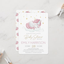 ピンクの眠るユニコーン赤ちゃんシャワー