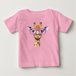 ピンクの眼鏡のキリン Tシャツ