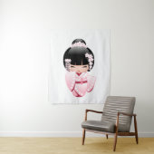 ピンクの着物の可愛いこけし人形 タペストリー (インサイチュ)