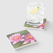 「ピンクの睡蓮が2羽」 ストーンコースター (横)