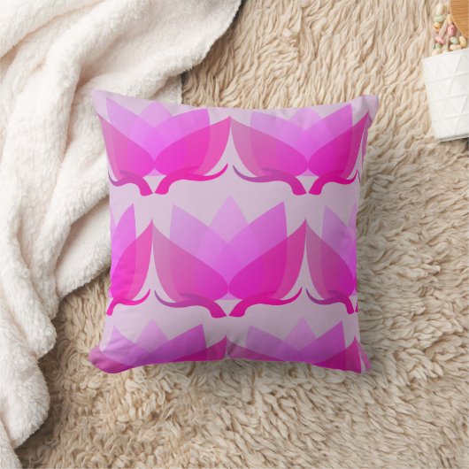 ピンクの睡蓮とゼンロータス クッション (ブランケット)