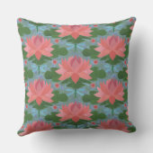 ピンクの睡蓮とトンボ枕、クッション クッション (裏面)