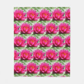 ピンクの睡蓮のフローラファッション フリースブランケット (正面)