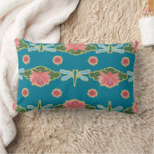 ピンクの睡蓮トンボ腰枕 ランバークッション (ブランケット)