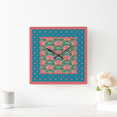 ピンクの睡蓮ドラゴンフライペンダントウォールクロック スクエア壁時計 (ホーム)