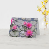 ピンクの睡蓮 カード (黄色い花)