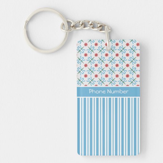 ピンクの睡蓮、トンボカスタムイ、キーチェーン キーホルダー (正面)