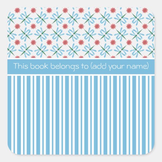 ピンクの睡蓮、トンボカスタムイ、蔵書票 スクエアシール (正面)