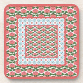 ピンクの睡蓮、トンボ：コースターのセット コースター (正面)