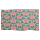 ピンクの睡蓮、青い淡い色のトンボ 枕カバー (正面左)