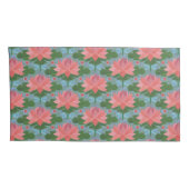 ピンクの睡蓮、青い淡い色のトンボ 枕カバー (裏面-右)