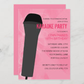ピンクの石のカラオケの誕生会 招待状 (正面/裏面)