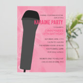 ピンクの石のカラオケの誕生会 招待状 (スタンド正面)