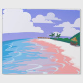 ピンクの砂と熱帯ビーチの海の風景, b ラッピングペーパー (フラット)