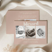 ピンクの砂岩タイポグラフィー ベビーシャワー お知らせ 招待状