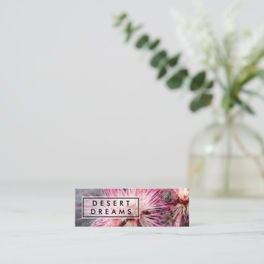 ピンクの砂漠の妖精のダスターワイルドフラワーの写真の旅行 スキニー名刺 (スタンド正面)