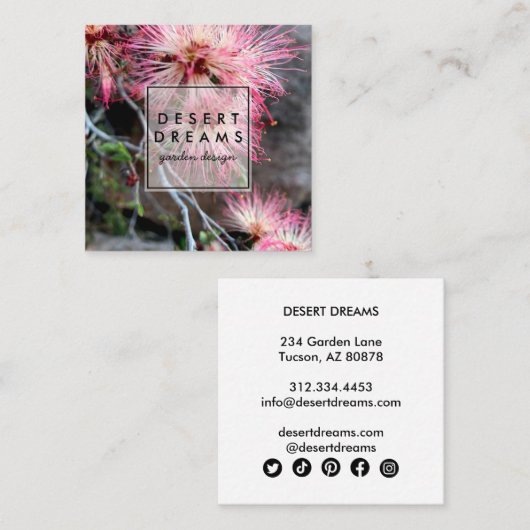 ピンクの砂漠の妖精のダスターワイルドフラワーの写真の旅行 スクエア名刺 (正面/裏面)