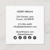 ピンクの砂漠の妖精のダスターワイルドフラワーの写真の旅行 スクエア名刺 (裏面)