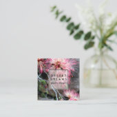 ピンクの砂漠の妖精のダスターワイルドフラワーの写真の旅行 スクエア名刺 (スタンド正面)