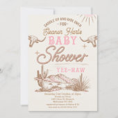 ピンクの砂漠 ワイルドウェスト ウェスタンガールズ ベビーシャワー 招待状 (正面)