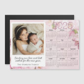 ピンクの磁気ホリデークリスマスカードカスタムの写真 (正面/裏面)