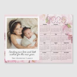 ピンクの磁気ホリデークリスマスカードカスタムの写真