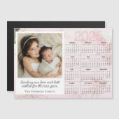 ピンクの磁気ホリデークリスマスカードカスタムの写真 (正面/裏面)