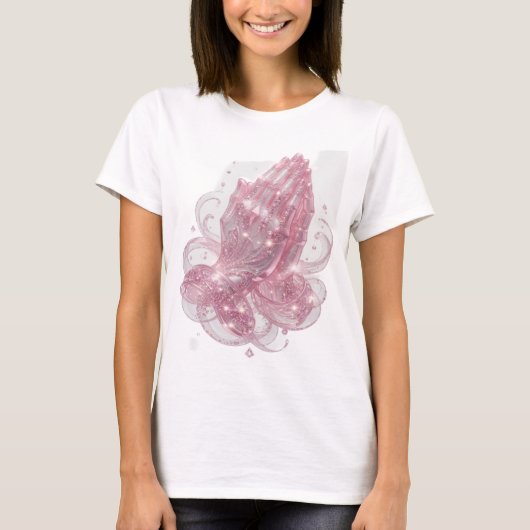 ピンクの祈りの手Tシャツ Tシャツ (正面)