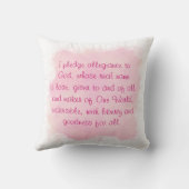 ピンクの祈りの言葉枕、ワンワールド装飾用クッション クッション (裏面)
