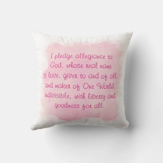 ピンクの祈りの言葉枕、ワンワールド装飾用クッション クッション (裏面)