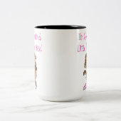 ピンクの祖母の小さい猿 ツートーンマグカップ (中央)