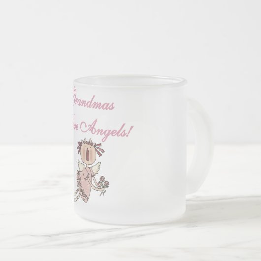 ピンクの祖母は天使のTシャツおよびギフトです フロストグラスマグカップ (正面右)