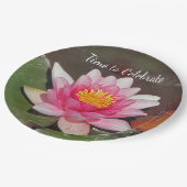 ピンクの祝水のゆり写真に時間 ペーパープレート (アングル)