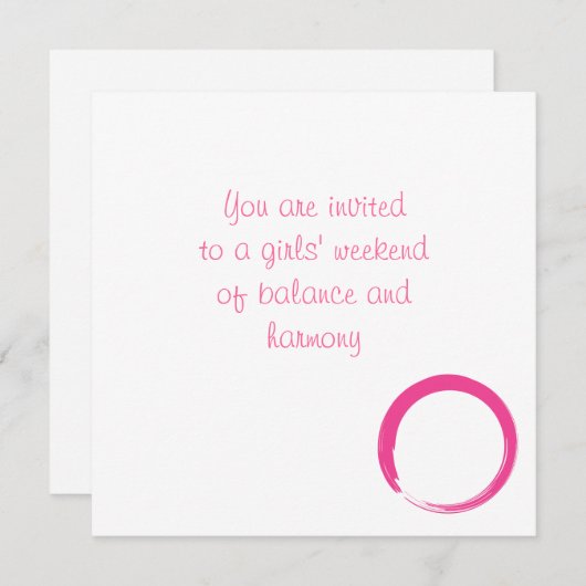 ピンクの禅のシンボル/エンソサークル 招待状 (正面/裏面)