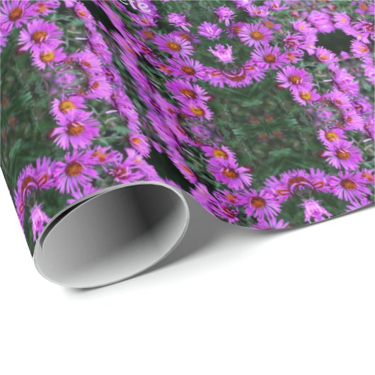 ピンクの秋のアスターの花パーソナライズされた ラッピングペーパー (ロールコーナー)