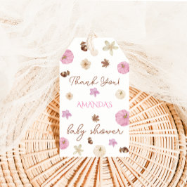 ピンクの秋のカボチャのベイビーシャワーのお礼メッセージ ギフトタグ