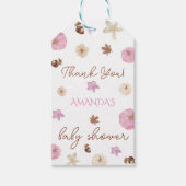 ピンクの秋のカボチャのベイビーシャワーのお礼メッセージ ギフトタグ (正面)