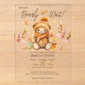 ピンクの秋のベビーシャワーおめでとう We Can Bearly Wait アクリル招待状 (正面)