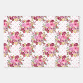 ピンクの秋秋のカボチャと水彩の花 ラッピングペーパーシート (正面2)