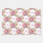 ピンクの秋秋のカボチャと水彩の花 ラッピングペーパーシート (正面)