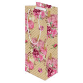 ピンクの秋秋のカボチャと水彩の花 ワインギフトバッグ (裏面アングル)