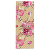 ピンクの秋秋のカボチャと水彩の花 ワインギフトバッグ (裏面)