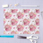 ピンクの秋秋のカボチャと水彩の花 薄葉紙 (クラフト)