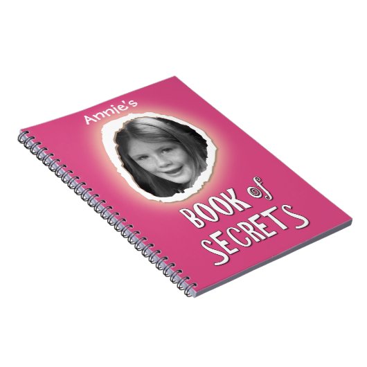 ピンクの秘密書とカスタム写真と名前 ノートブック (右側)