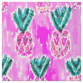 ピンクの種族の水彩画のパイナップルパターン ファブリック (クローズアップ)