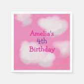 ピンクの空とフワフワの雲の誕生日 スタンダードカクテルナプキン (正面)