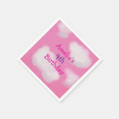 ピンクの空とフワフワの雲の誕生日 スタンダードカクテルナプキン (角)