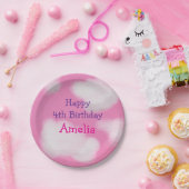 ピンクの空とフワフワの雲の誕生日 ペーパープレート (パーティー)