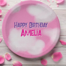 ピンクの空とフワフワの雲の誕生日