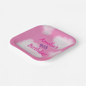 ピンクの空とフワフワの雲の誕生日 ペーパープレート (傾斜あり)